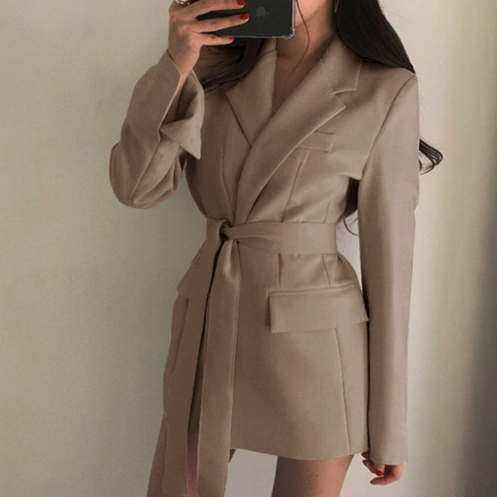 Women Elegant Blazer Dress with Belt Mune Fashion