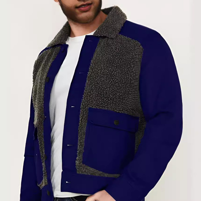 Men's overshirt jacket with teddy lining, patch pockets and button placket Mune Fashion