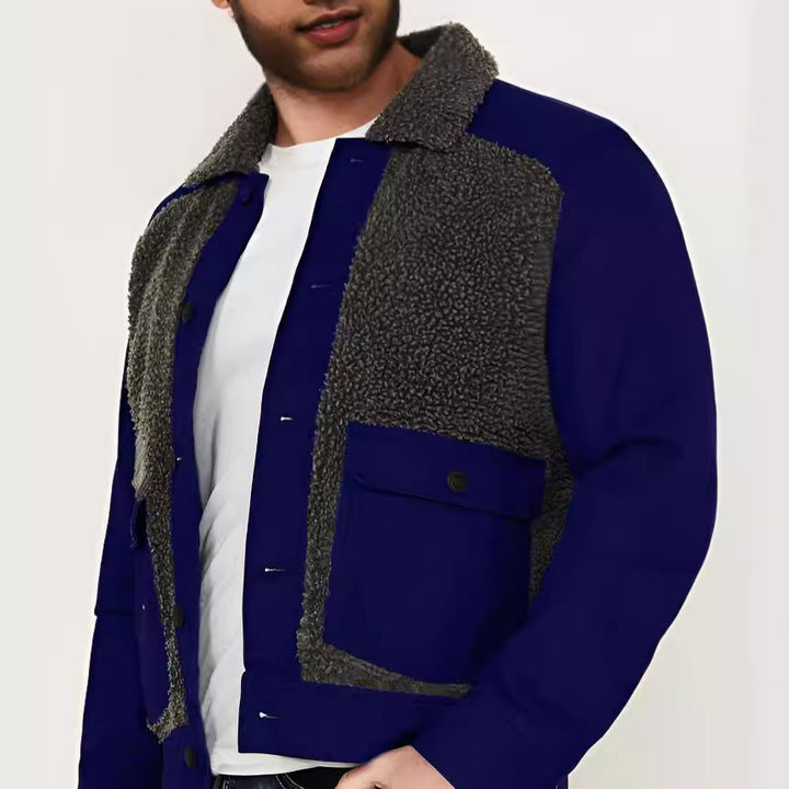 Men's overshirt jacket with teddy lining, patch pockets and button placket Mune Fashion