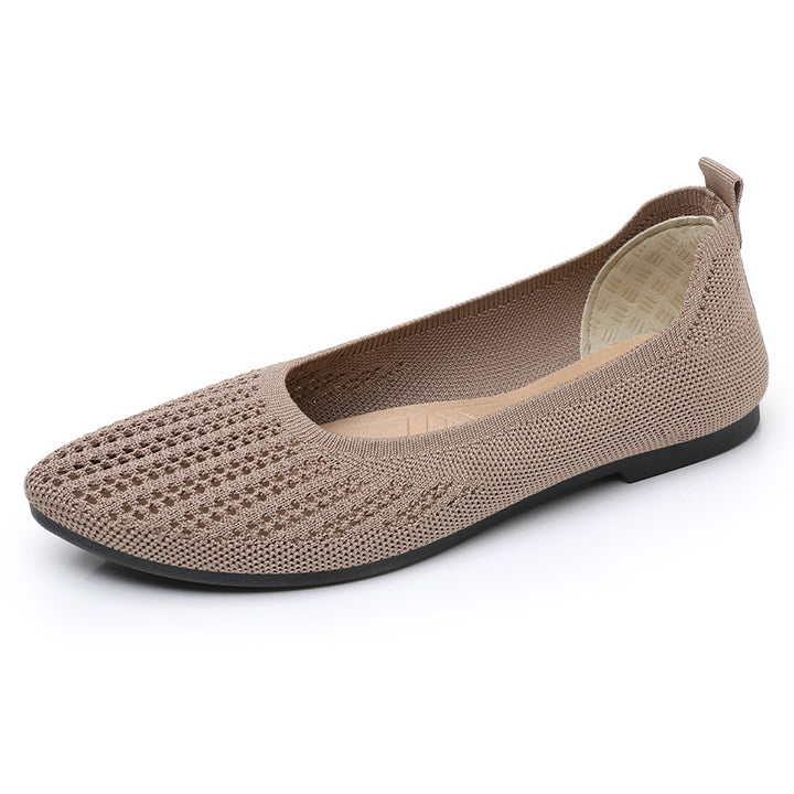 Ladies' breathable knitted ballerina slippers with perforated upper material and orthopedic memory footbed Mune Fashion