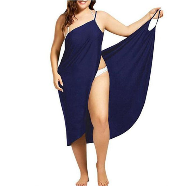 Women's nan versatile beach pareo wrap dress with spaghetti straps and asymmetrical hem Mune Fashion