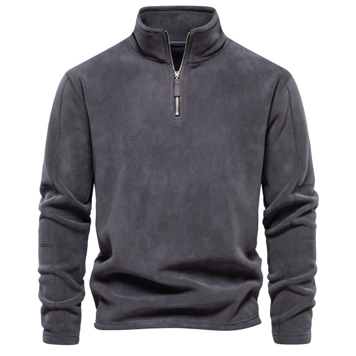 Men's lightweight fleece pullover with short zipper and stand-up collar Mune Fashion