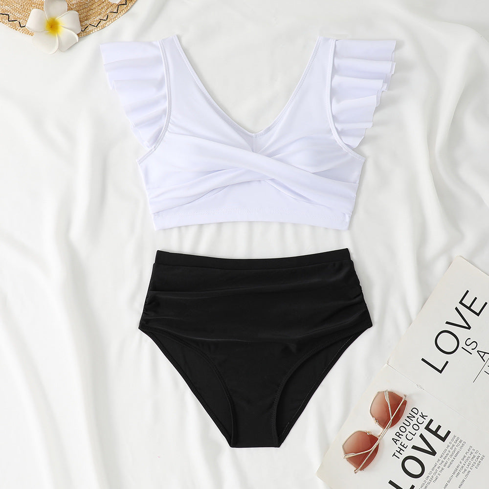 Ladies Two-Piece High-Waist Bikini Set with Ruffle Details Mune Fashion