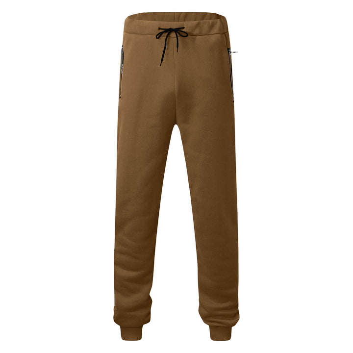 Men's comfortable jogging pants with elastic waistband drawstring tapered legs and side zip pockets Mune Fashion