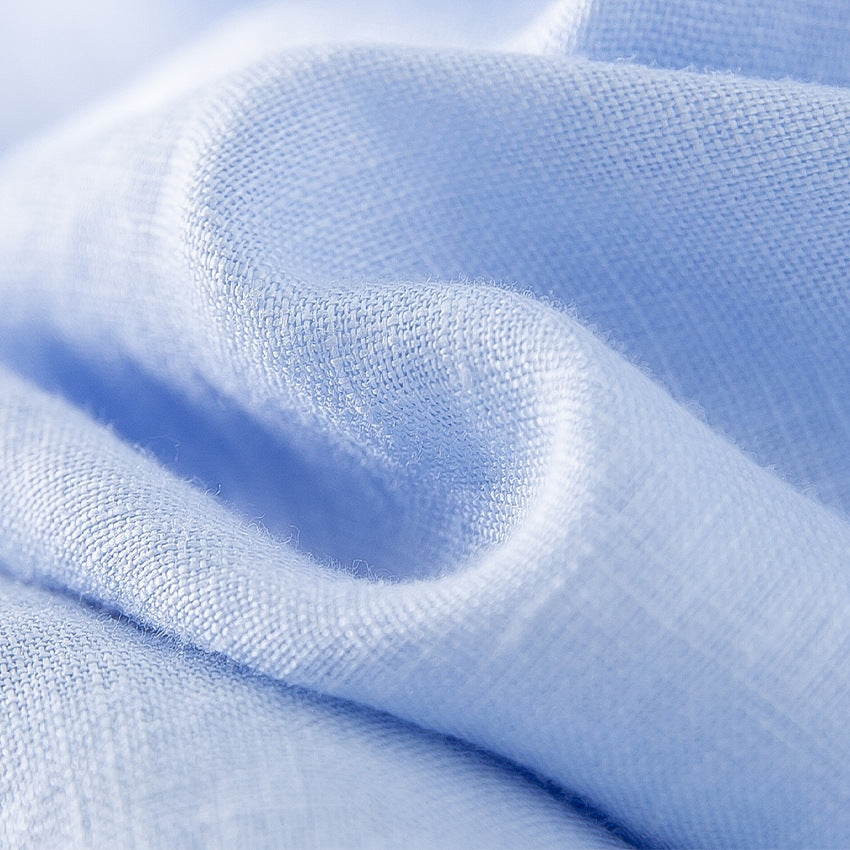 Women Lightweight Oversized Linen Blouse Shirt with Classic Collar and Continuous Button Placket Mune Fashion