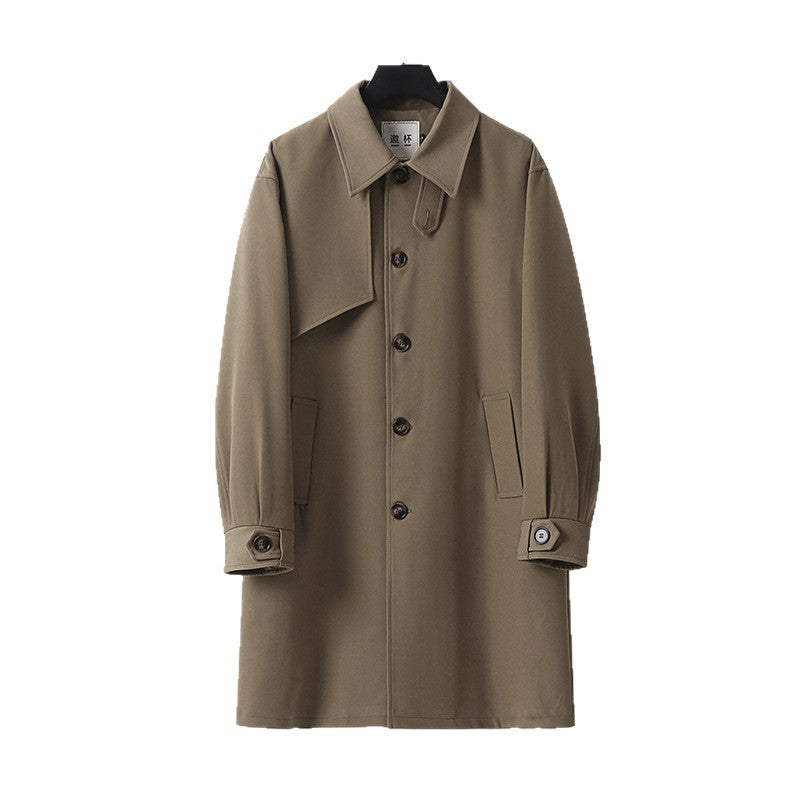 Men Timeless Wool Blend Coat with Asymmetric Storm Flap and Straight Cut Mune Fashion