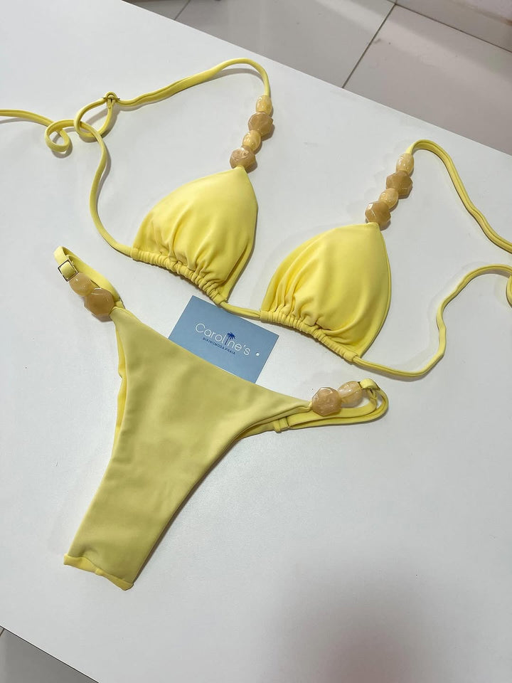 Women Triangle Bikini with elastic bands and decorative details Mune Fashion