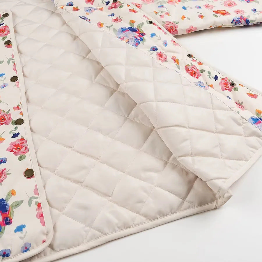 Ladies nan lightweight quilted shacket with round neck, snap button front and large flap pockets Mune Fashion
