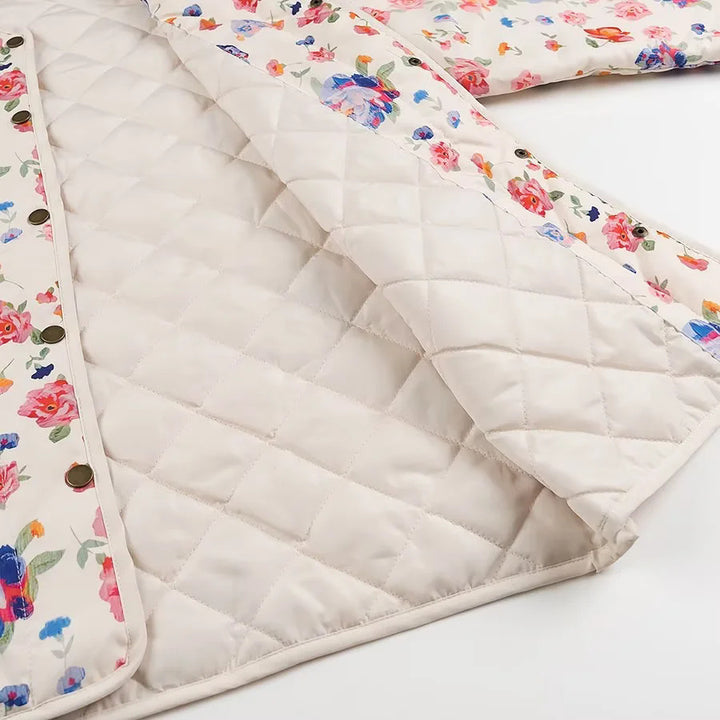 Ladies nan lightweight quilted shacket with round neck, snap button front and large flap pockets Mune Fashion