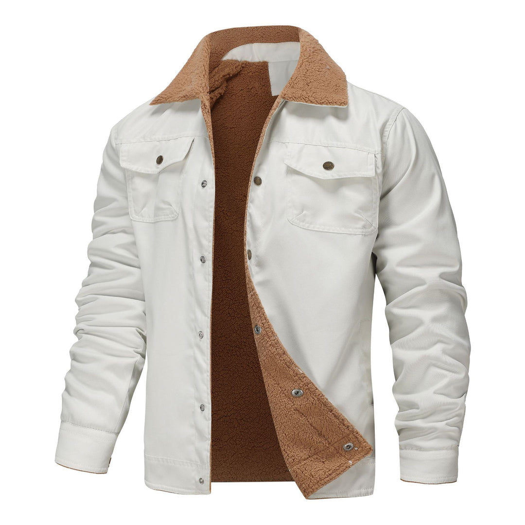 Men's padded sherpa canvas jacket with button placket and chest pockets Mune Fashion