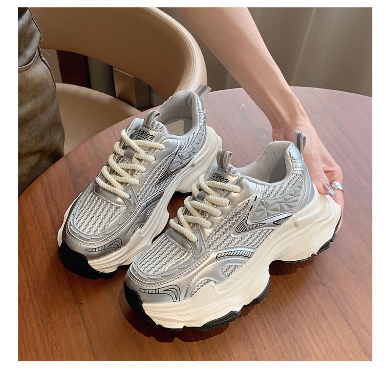 Women's Sporty Chunky Sneakers with Breathable Mesh Structure and Cushioned Sole Mune Fashion