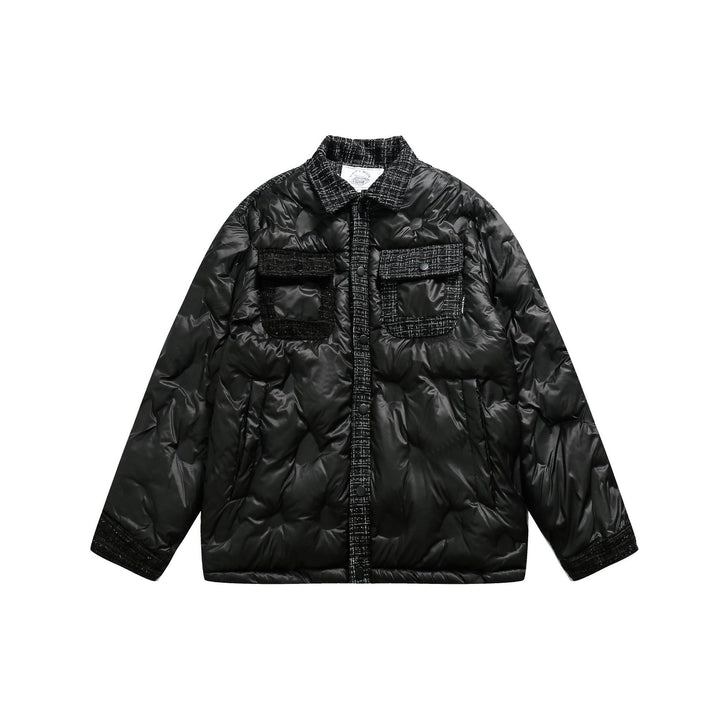 Women's quilted shirt jacket with tweed trim and flap pockets Mune Fashion