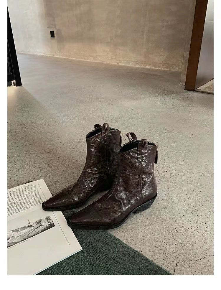 Men's western ankle boots with pointed toe and pull tabs Mune Fashion