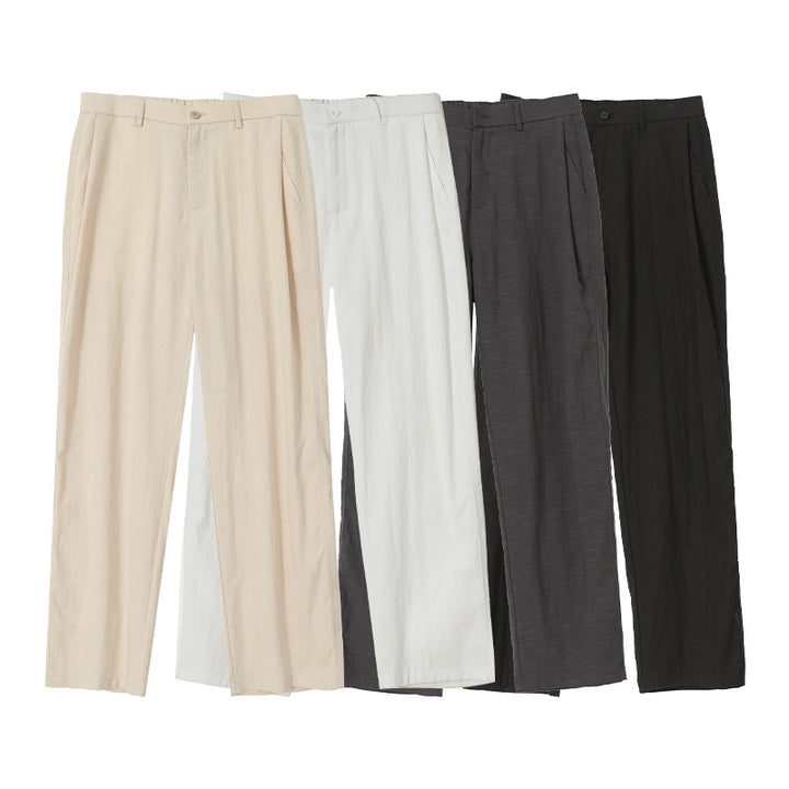 Men's Lightweight Linen Pants with Drawstring and Straight Leg Mune Fashion