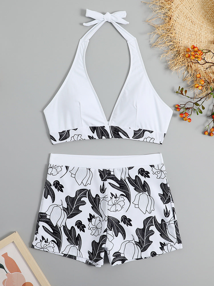 Ladies triangle bikini with floral shorts design Mune Fashion