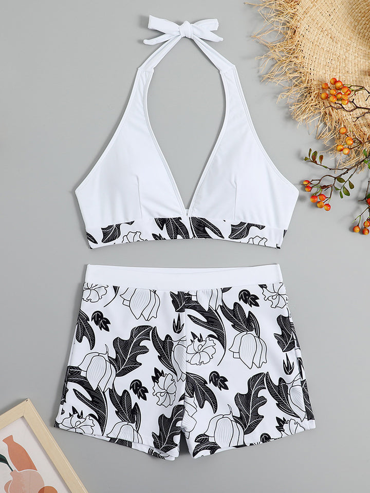 Ladies triangle bikini with floral shorts design Mune Fashion