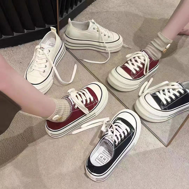 Women's Platform Sneakers with Trendy Design and Durable Upper Material Mune Fashion