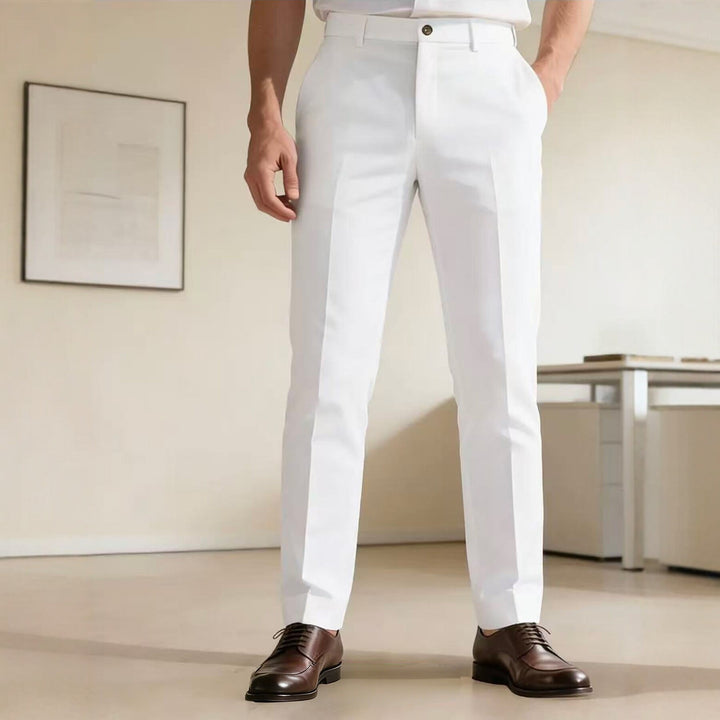Men's narrow-cut dress pants with crease, flat waistband, and stretch comfort Mune Fashion