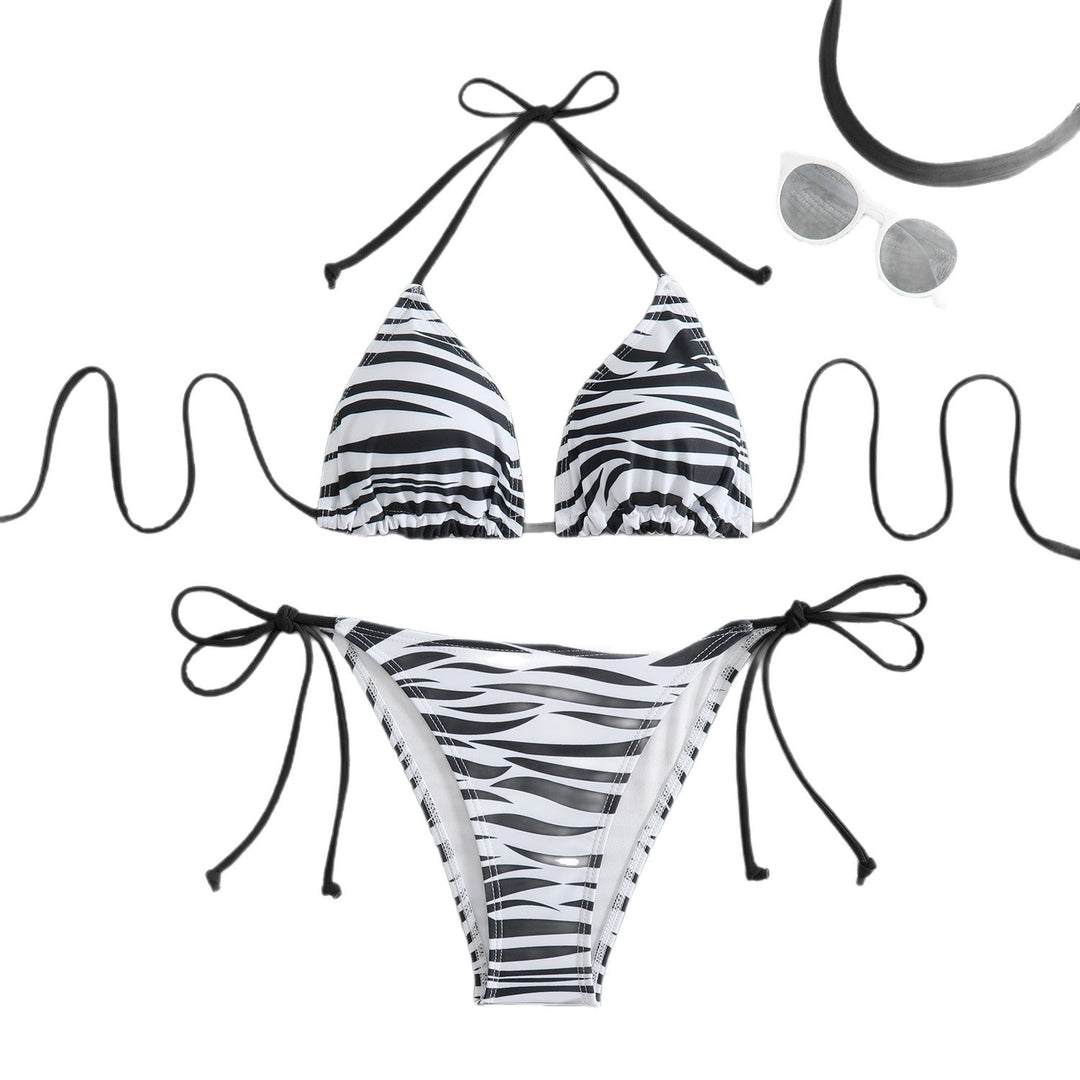 Women's triangle bikini with exciting zebra pattern and adjustable straps Mune Fashion