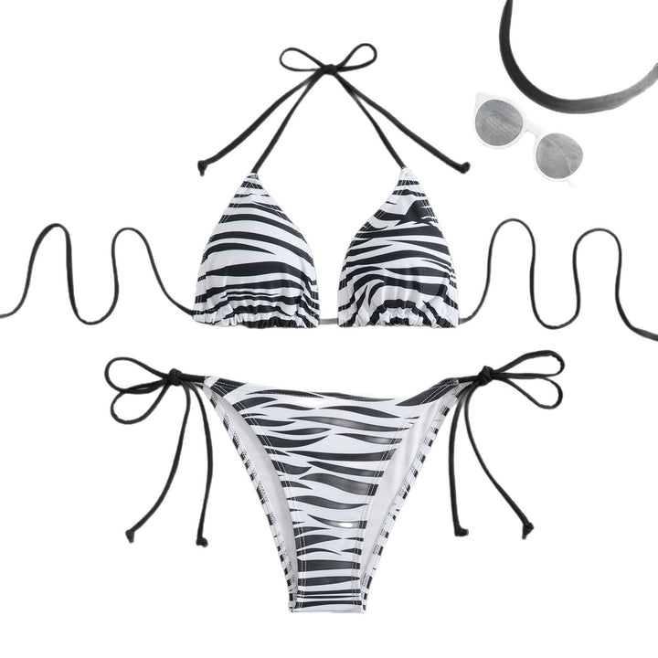Women's triangle bikini with exciting zebra pattern and adjustable straps Mune Fashion