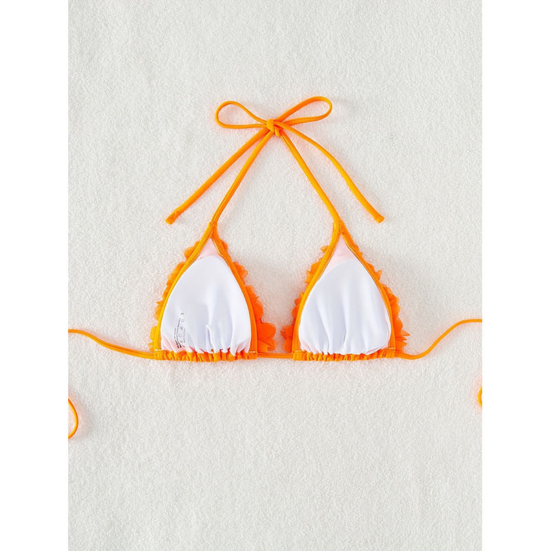 Women's triangle bikini with playful floral appliqués Mune Fashion
