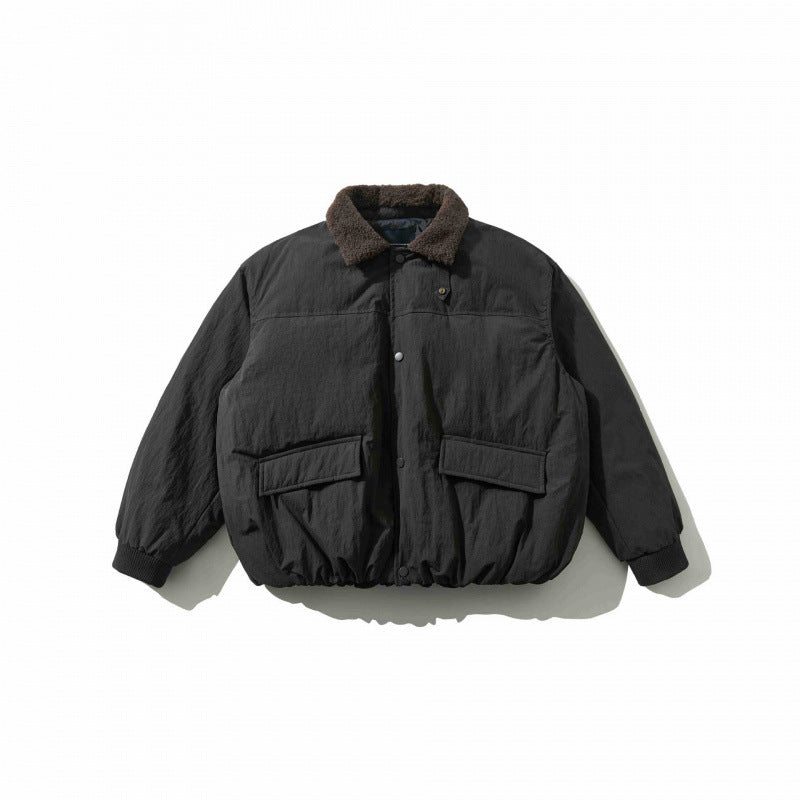 Men's Padded Bomber Jacket with Teddy Collar, Flap Pockets and Elastic Hem Mune Fashion
