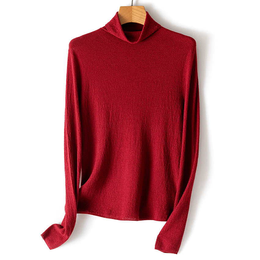 Women Fine Crinkle Turtleneck Sweater with Light Fall Mune Fashion