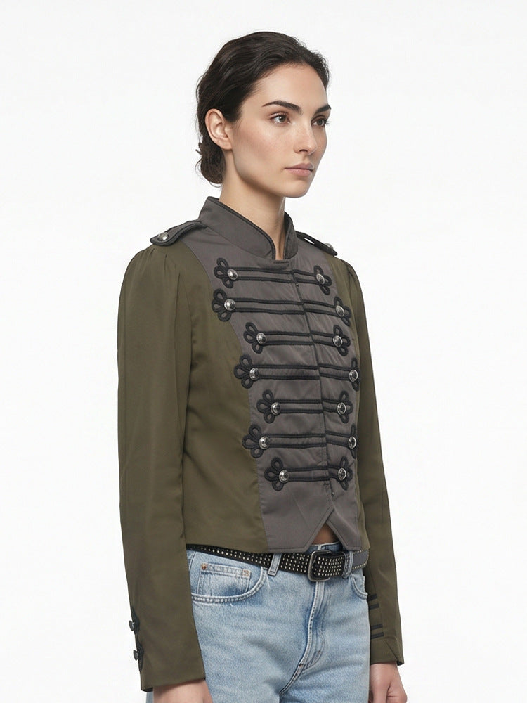 Women’s short-cut military-inspired blouson with decorative cords Mune Fashion