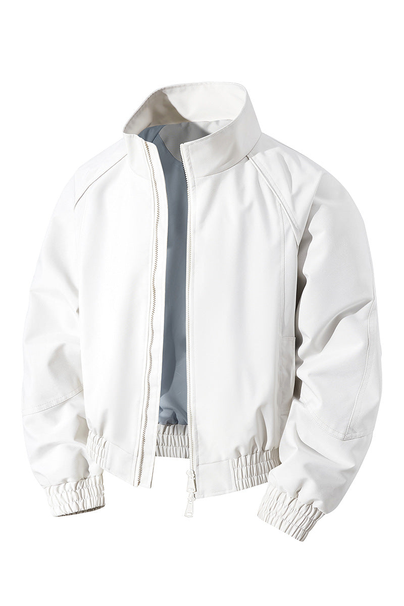 Men's lightweight windbreaker with high collar, two-way zipper and elastic drawstring waist Mune Fashion