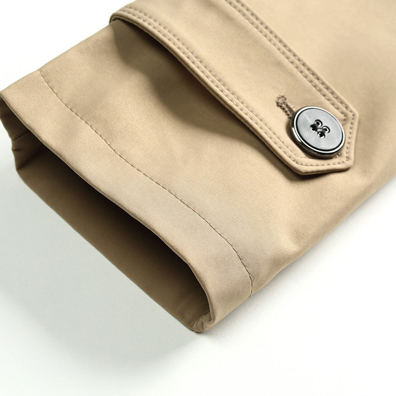 Men's Slim Fit Trench Coat with Lapel Collar and Subtle Button Placket Mune Fashion