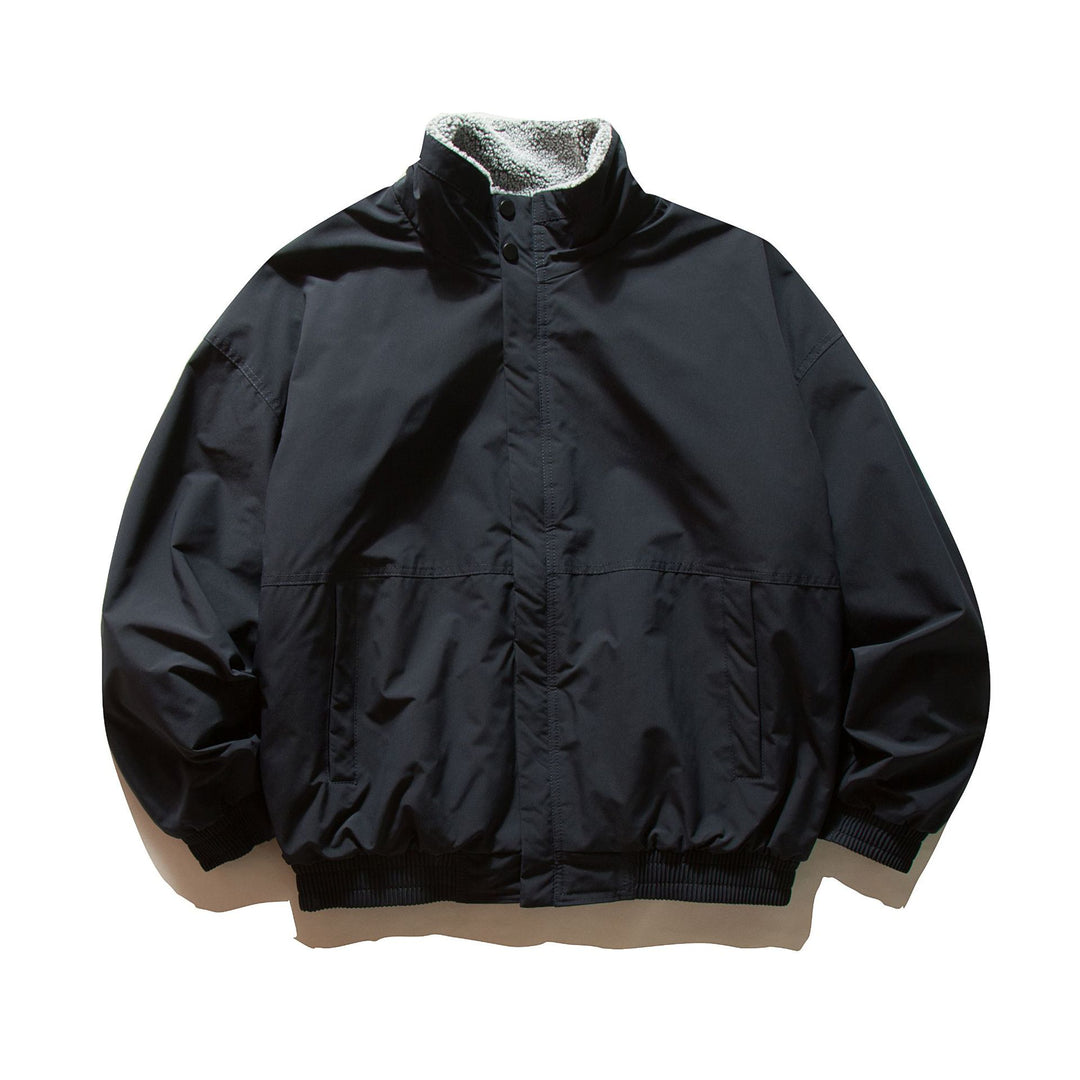 Unisex Short Cut Windproof Bomber with Teddy Lined Collar and Elastic Waist Mune Fashion