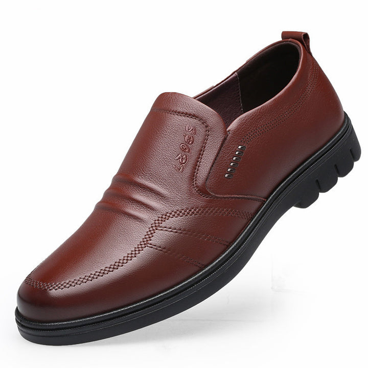 Men's Business-Casual Slippers made of smooth artificial leather with shock-absorbing rubber sole Mune Fashion