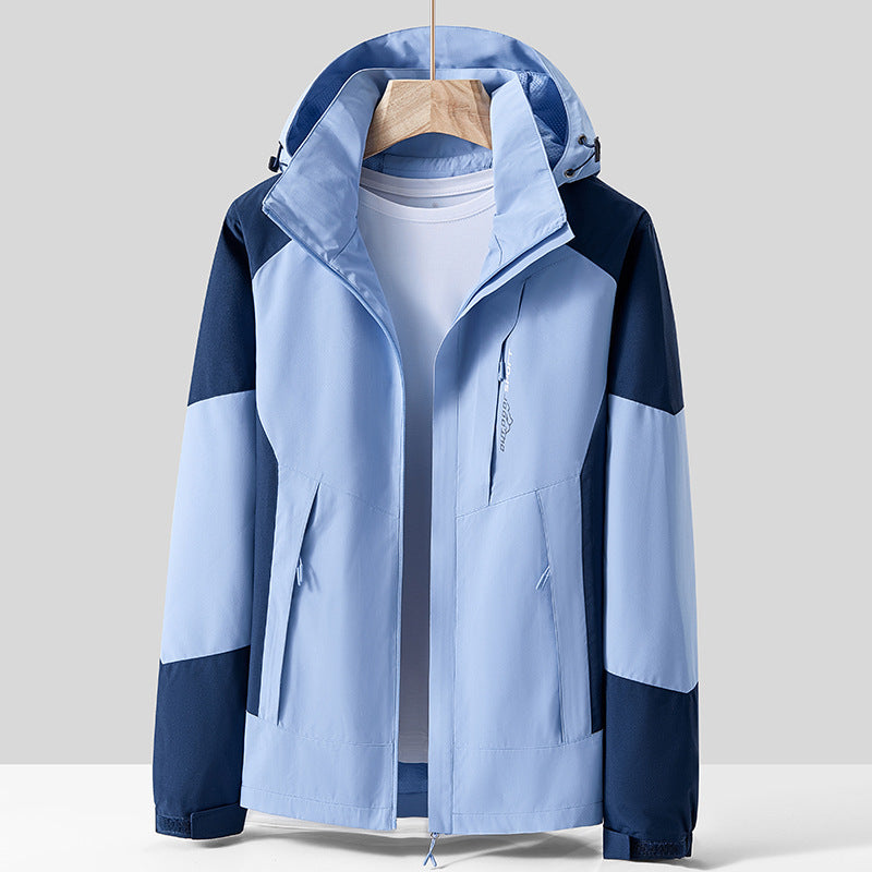 Unisex Breathable Softshell Outdoor Jacket in Colorblock Design with Adjustable Hood and Concealed Two-Way Zipper Mune Fashion