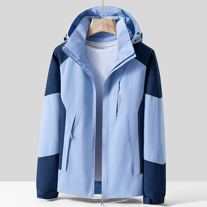 Unisex Breathable Softshell Outdoor Jacket in Colorblock Design with Adjustable Hood and Concealed Two-Way Zipper Mune Fashion