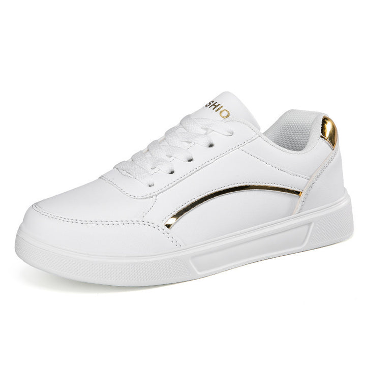 Women's low-cut faux leather sneakers with holographic heel trim Mune Fashion