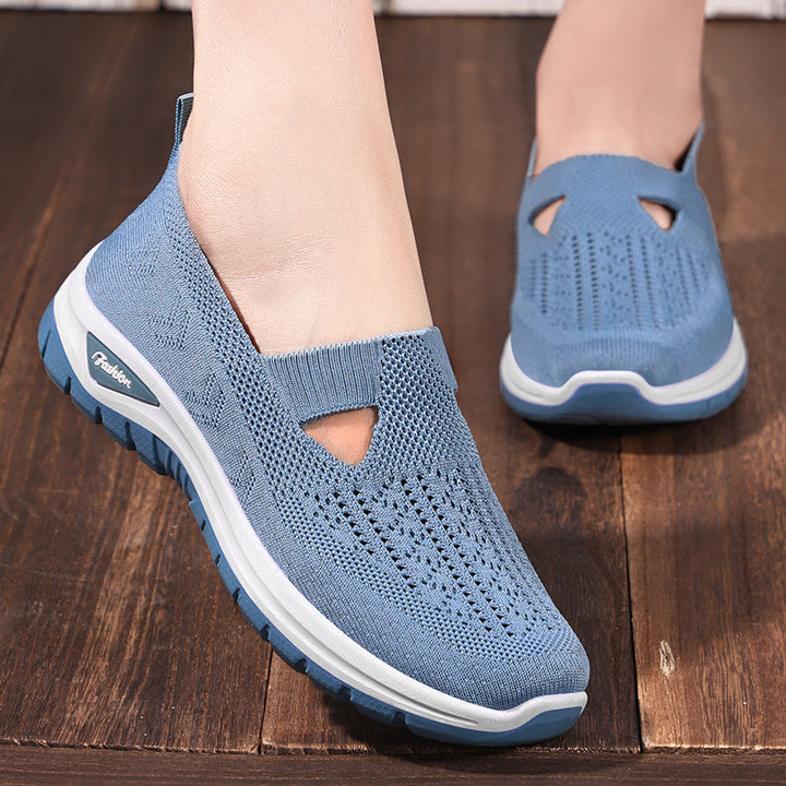 Ladies knitted slip-on sneakers with breathable upper material and shock-absorbing profile sole Mune Fashion