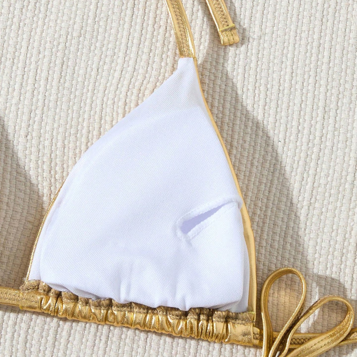 Women's Triangle Bikini with Shiny Accents Mune Fashion