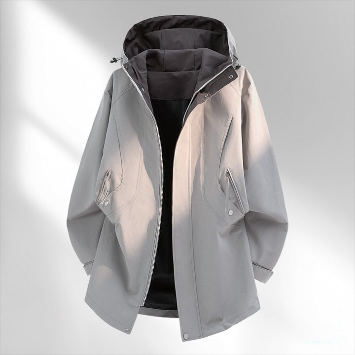Men's Water-Repellent Oversized Utility Transitional Jacket with Hood and Concealed Two-Way Zipper Mune Fashion