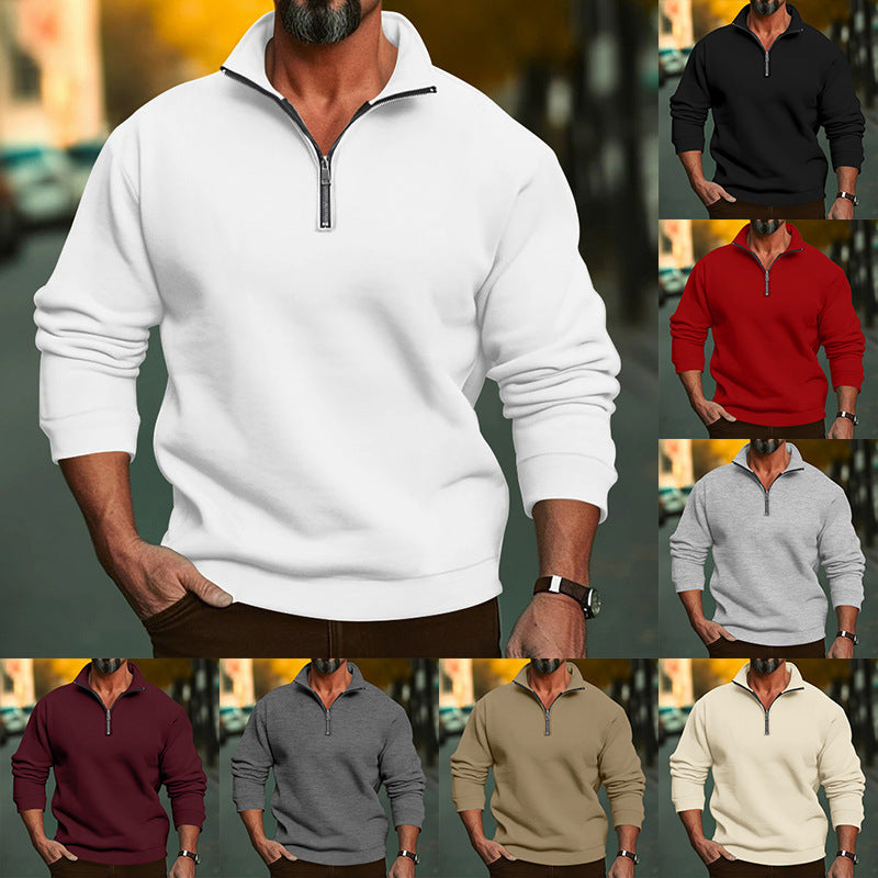 Men's Comfort Half-Zip Sweatshirt made of French Terry with Stand-Up Collar Mune Fashion