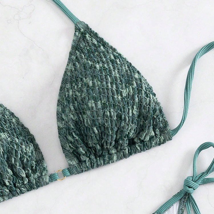 Women's Triangle Bikini with adjustable straps and elegant ruffle details Mune Fashion