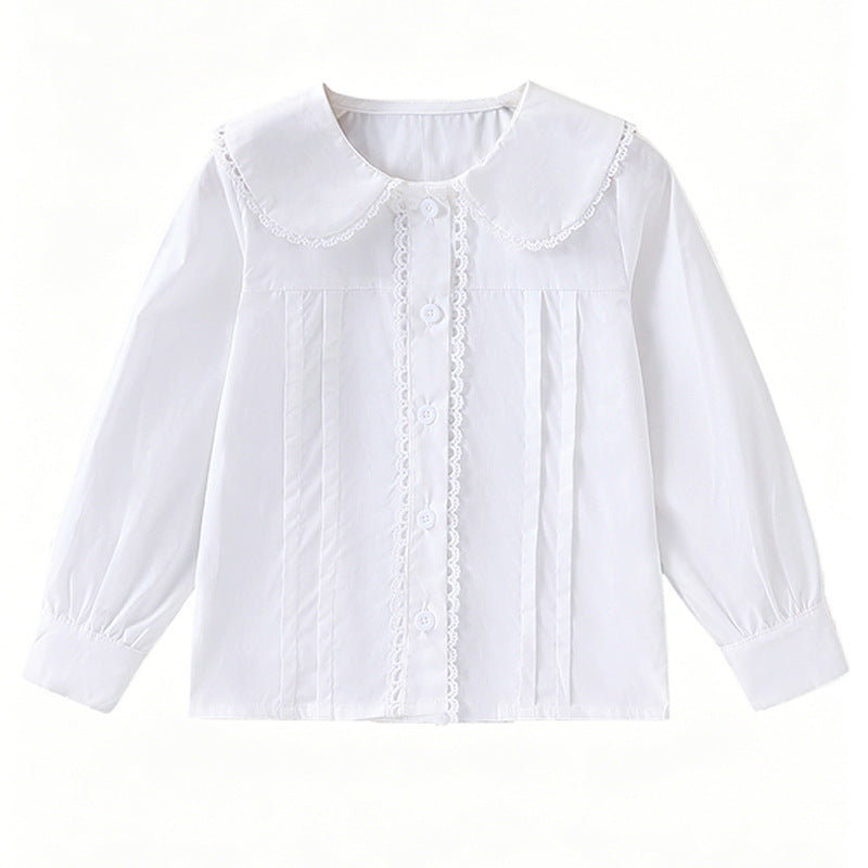 Girl blouse with ruffle details and classic collar Mune Fashion