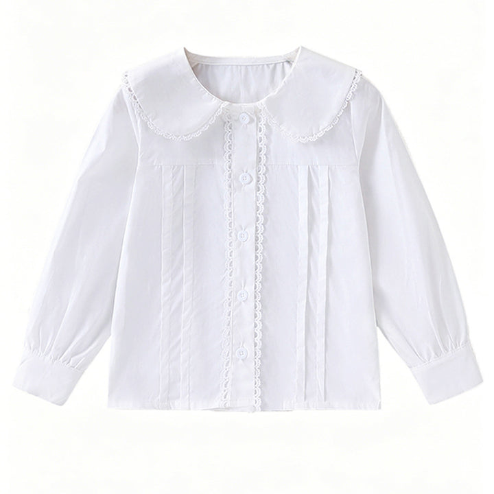 Girl blouse with ruffle details and classic collar Mune Fashion