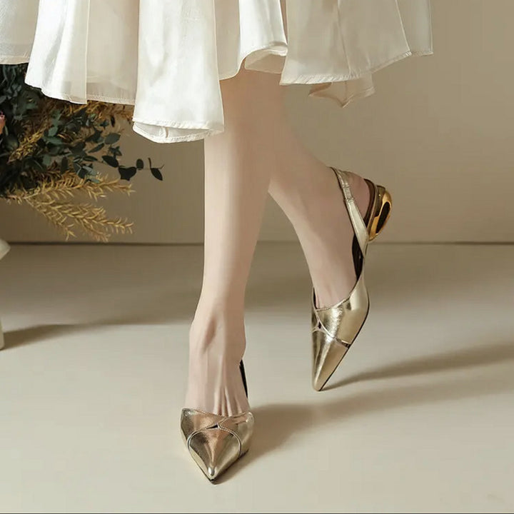 Women pointed toe slingback pumps with sculptural hollow heel Mune Fashion