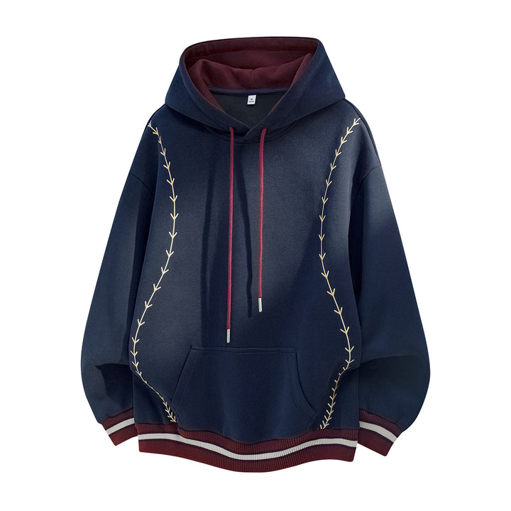 Women's Oversized Hoodie with Embroidered Vines and Contrast Details Mune Fashion