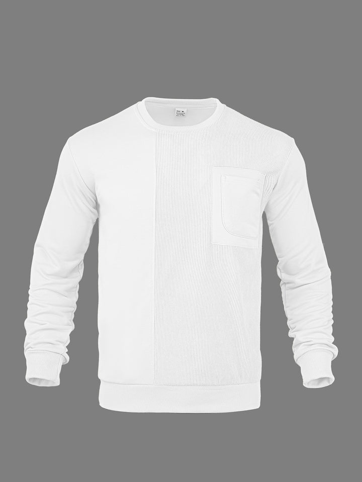 Men's Long Sleeve Textured Sweatshirt with Chest Pocket and Rib Detail Mune Fashion
