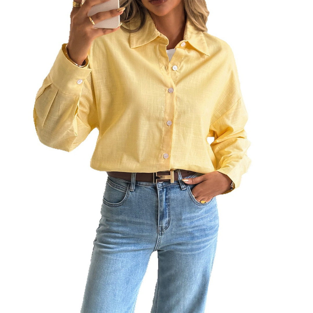 Women's oversized linen shirt blouse with boxy cut and concealed button placket Mune Fashion