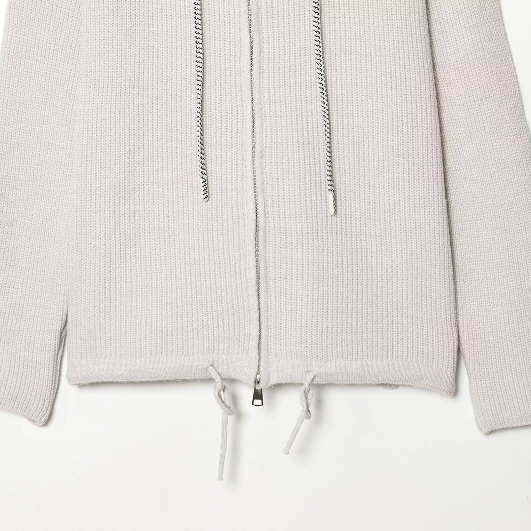 Women's chunky knit hooded jacket with zipper and drawstring Mune Fashion