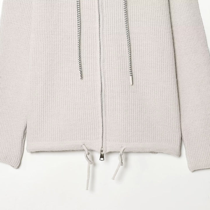 Women's chunky knit hooded jacket with zipper and drawstring Mune Fashion