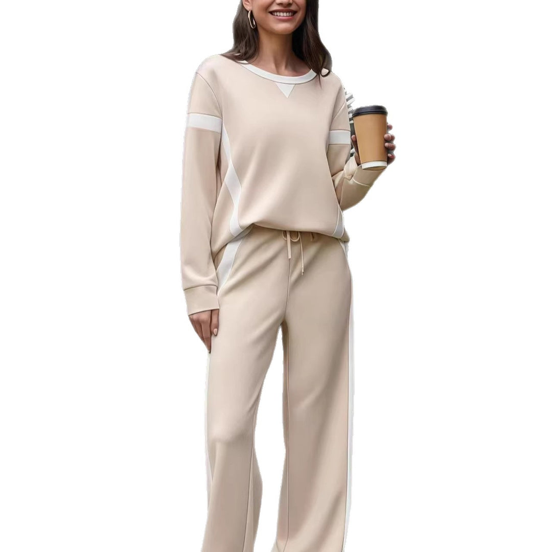 Women’s Lounge Set made of soft jersey with wide leg and contrast stripes Drune