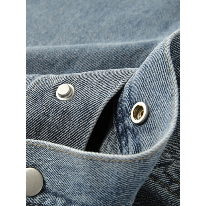 Men's overshirt jacket made of washed denim with snap button placket and relaxed fit Mune Fashion